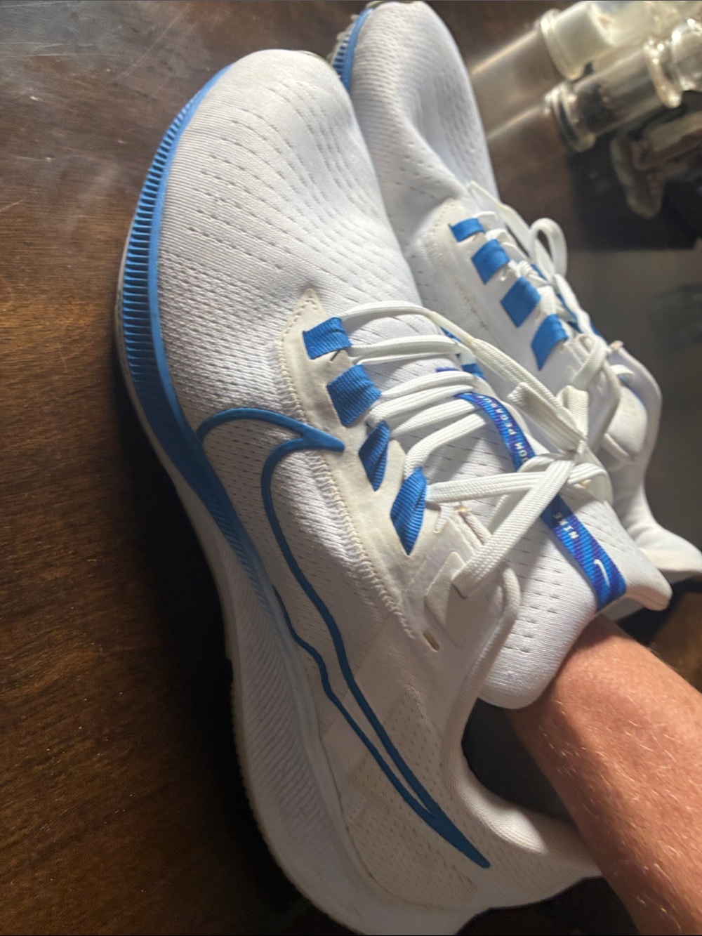 Nike White and Blue Running Sneakers